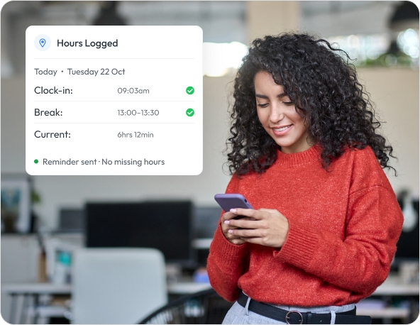 Workmax Time Tracking - Mobile app interface for easy time logging