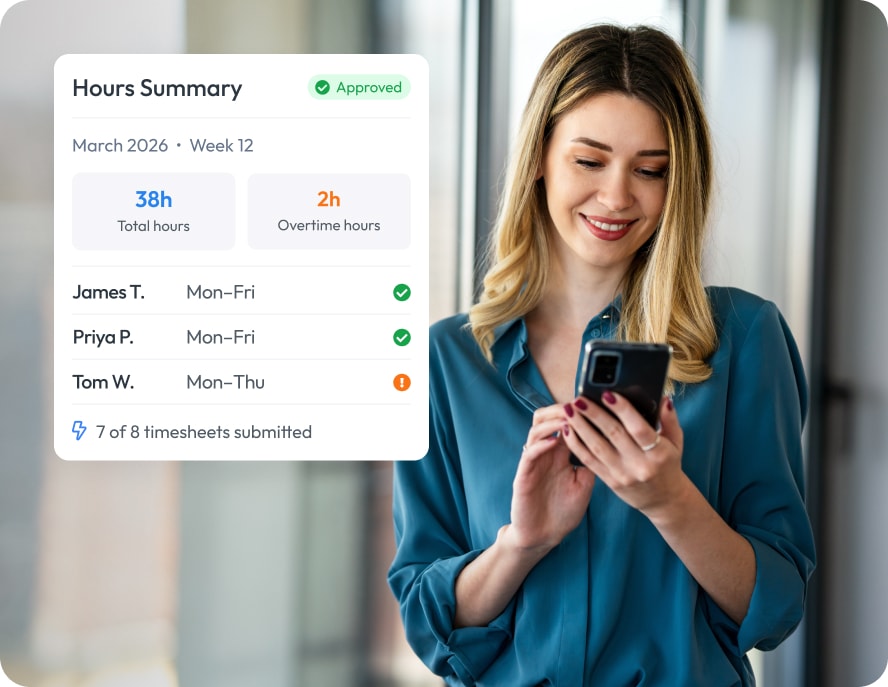 Workmax Time Tracking mobile app showing clock-in feature